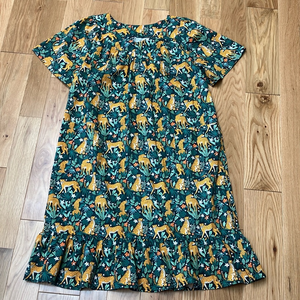 Green Leopard Print Short Sleeve Dress